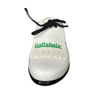 Russ Ceramic Black & White 'Golfaholic' Saddle Loafer Shoe Planter